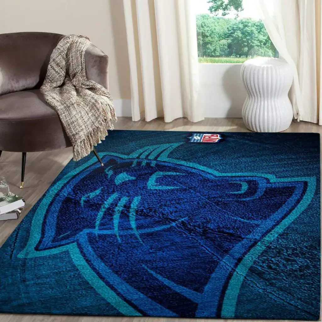 Carolina Panthers Rug – Area for Living Room Bedroom Decor Blue and Teal