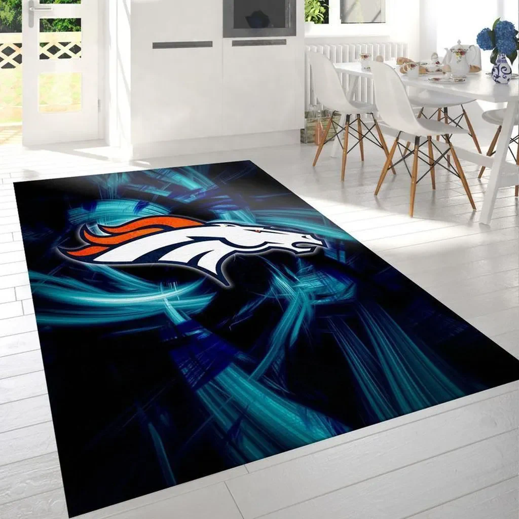 Denver Broncos Rug – for Home and Office Decor Black and Blue
