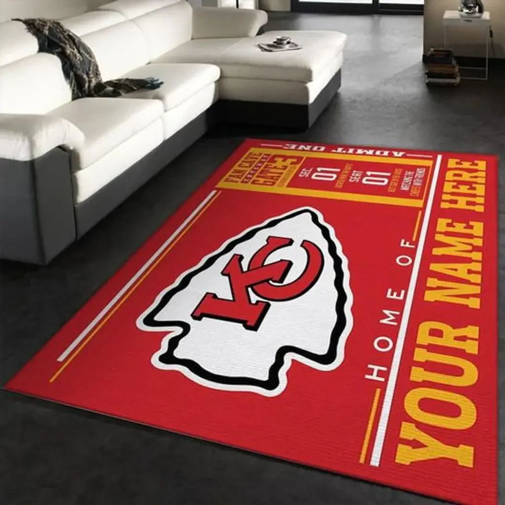 Kansas City Chiefs Rug – Custom Area for Home Decor Blue and Yellow