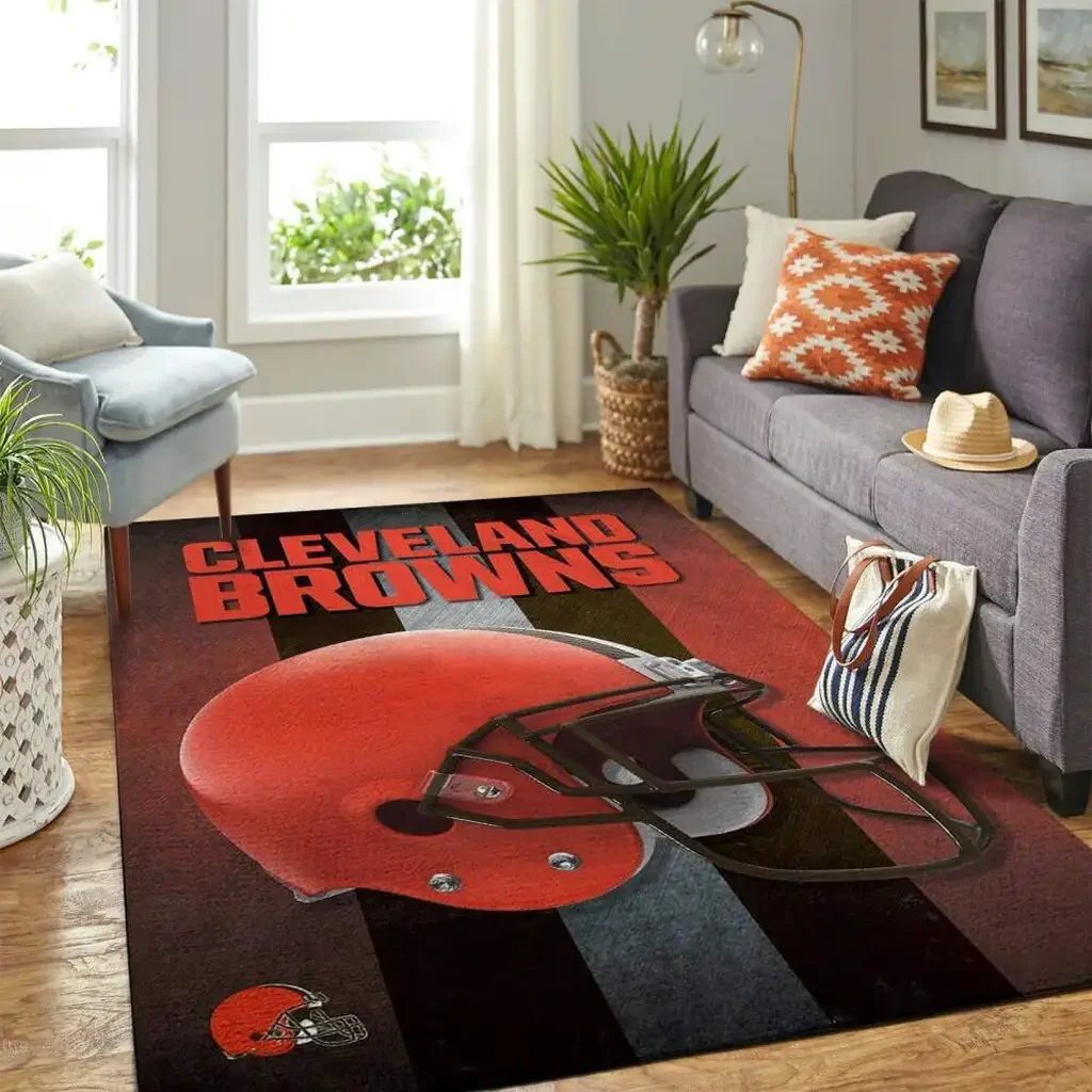 Cleveland Browns Rug – NFL Football Team Design Black and Orange