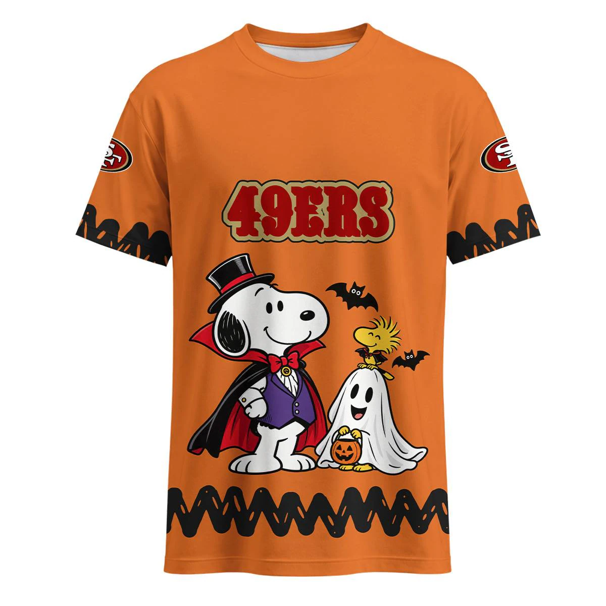 San Francisco 49ers Peanuts Halloween T-Shirt, Men's Red Gold Graphic Tee, Snoopy Football Fan Gift