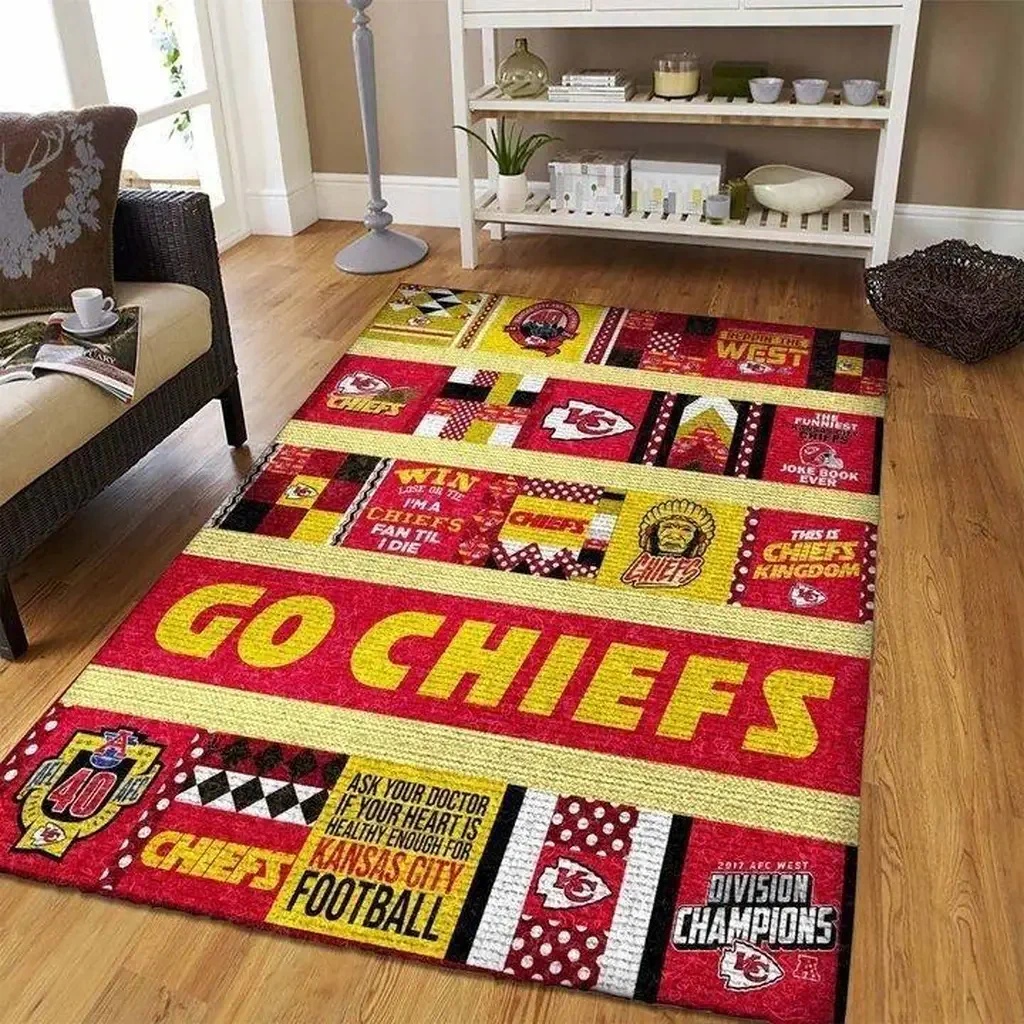 Kansas City Chiefs Rug – Football Fan for Home Decor Red and Yellow