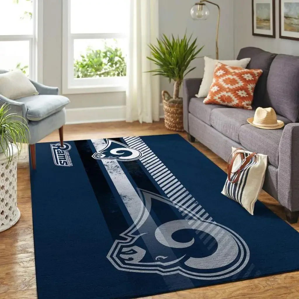 Los Angeles Rams Rug – NFL Team Logo Area for Living Room Blue and White