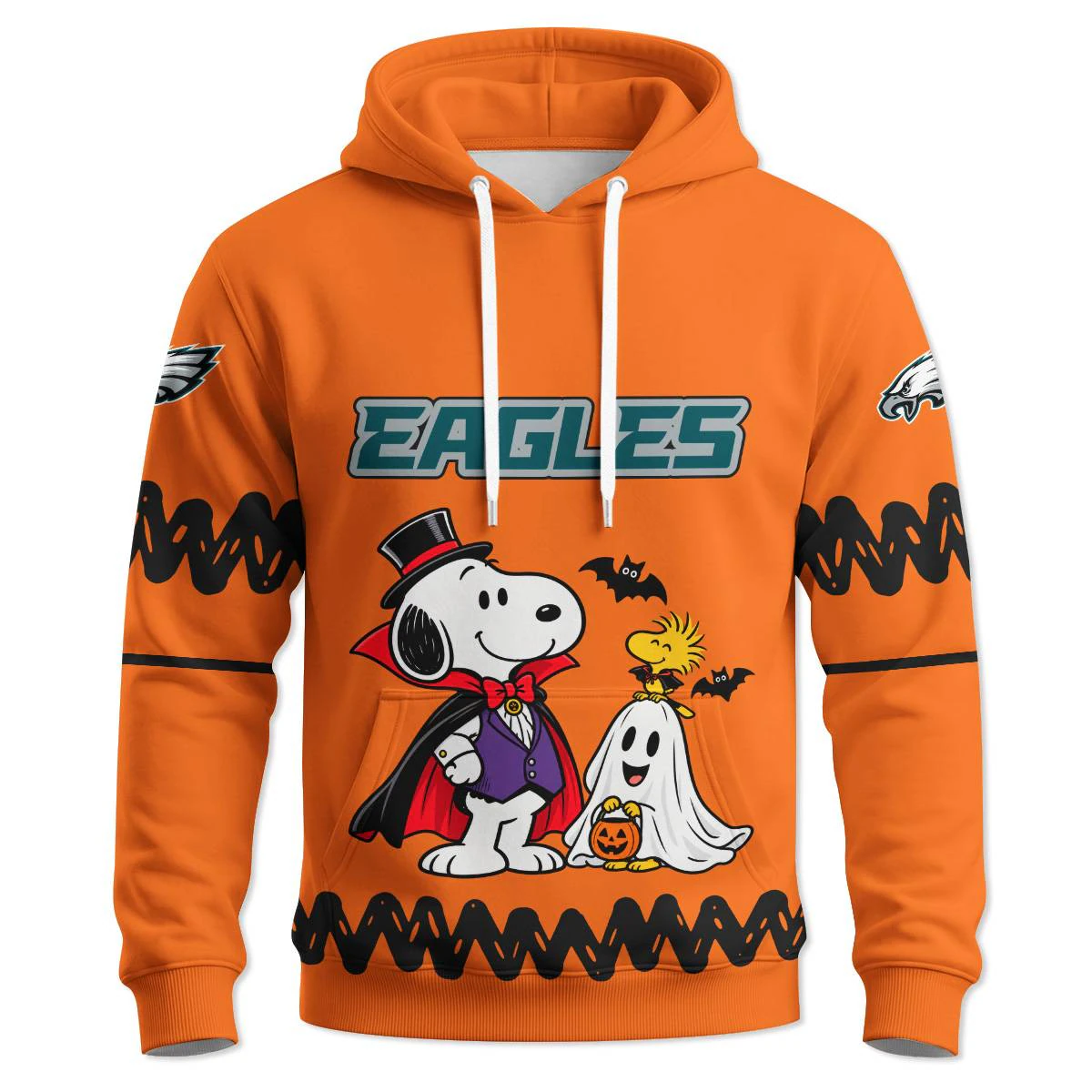 Philadelphia Eagles Peanuts Halloween Hoodie, Men's Midnight Green Pullover Hoodie, Snoopy Football Fan Gift