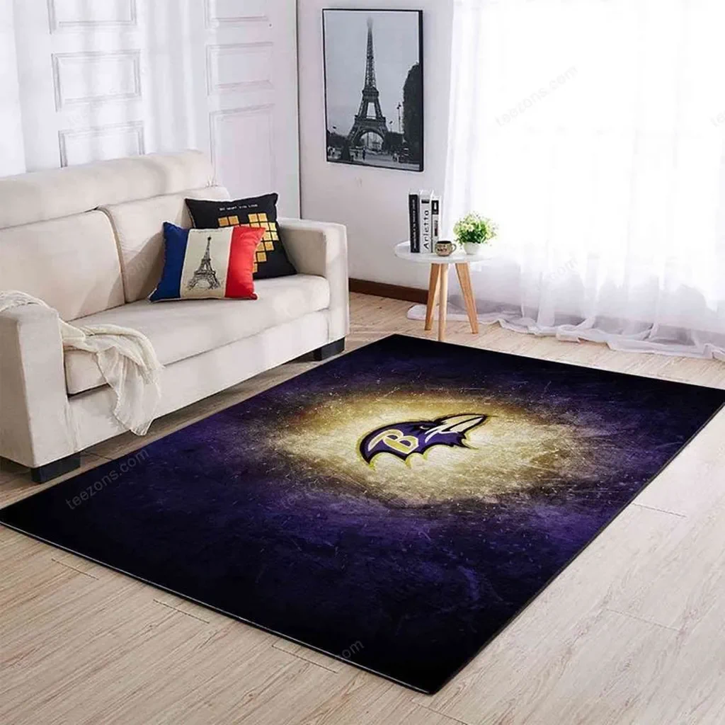 Ravens Rug for Stylish Living Room Decor and Comfort Purple and Yellow