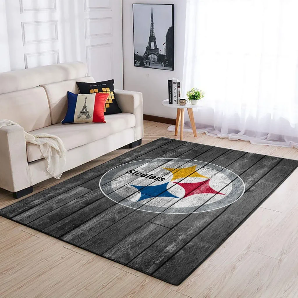 Steelers Area Rug Ideal for Living Room Floor Decor Black and Gray