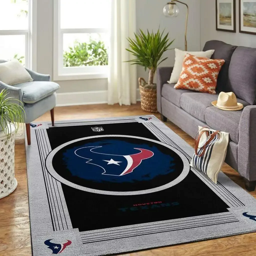 Houston Texans Rug – Team Logo Area Floor Carpet Black and Blue