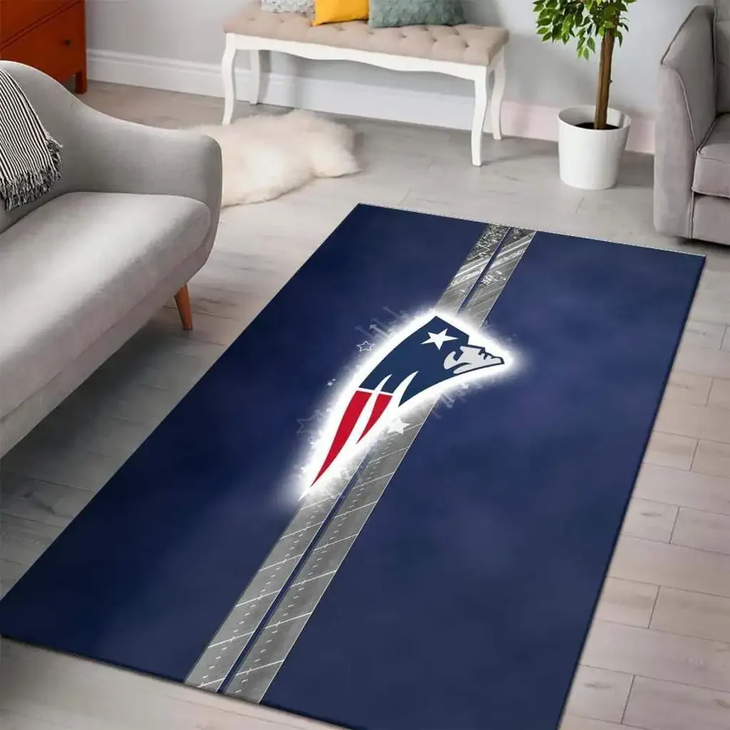 Modern Rug with Patriotic Design for Living Room Decor Blue and Red