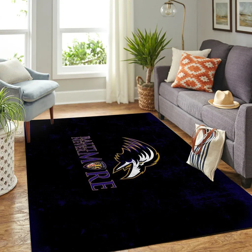 Baltimore Ravens Rug – Team Logo Floor Mat Black and Purple