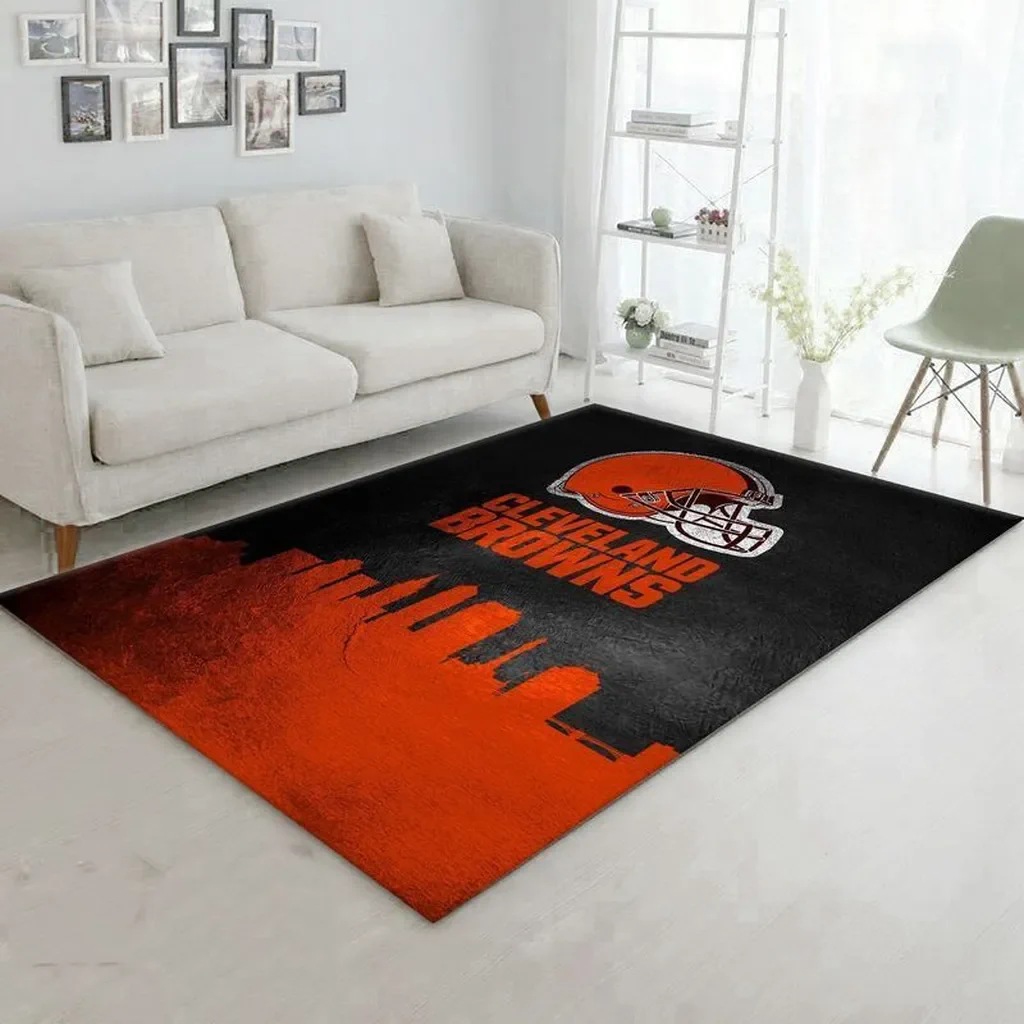 Cleveland Browns Rug – Area Perfect for Living Room Decor Black and Orange