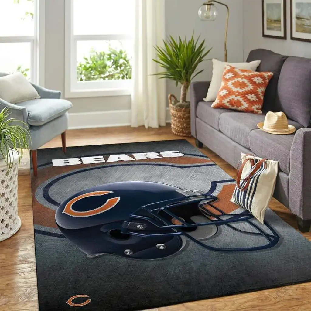 Chicago Bears Rug – Football Helmet for Living Room Black and Orange