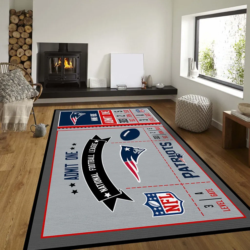 Saints Vintage Football Rug Soft Durable Home Decor Blue and Gray