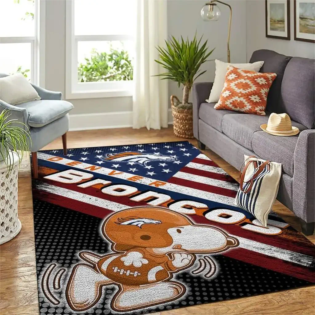 Denver Broncos Rug – NFL Area for Living Room Decor Black and Orange