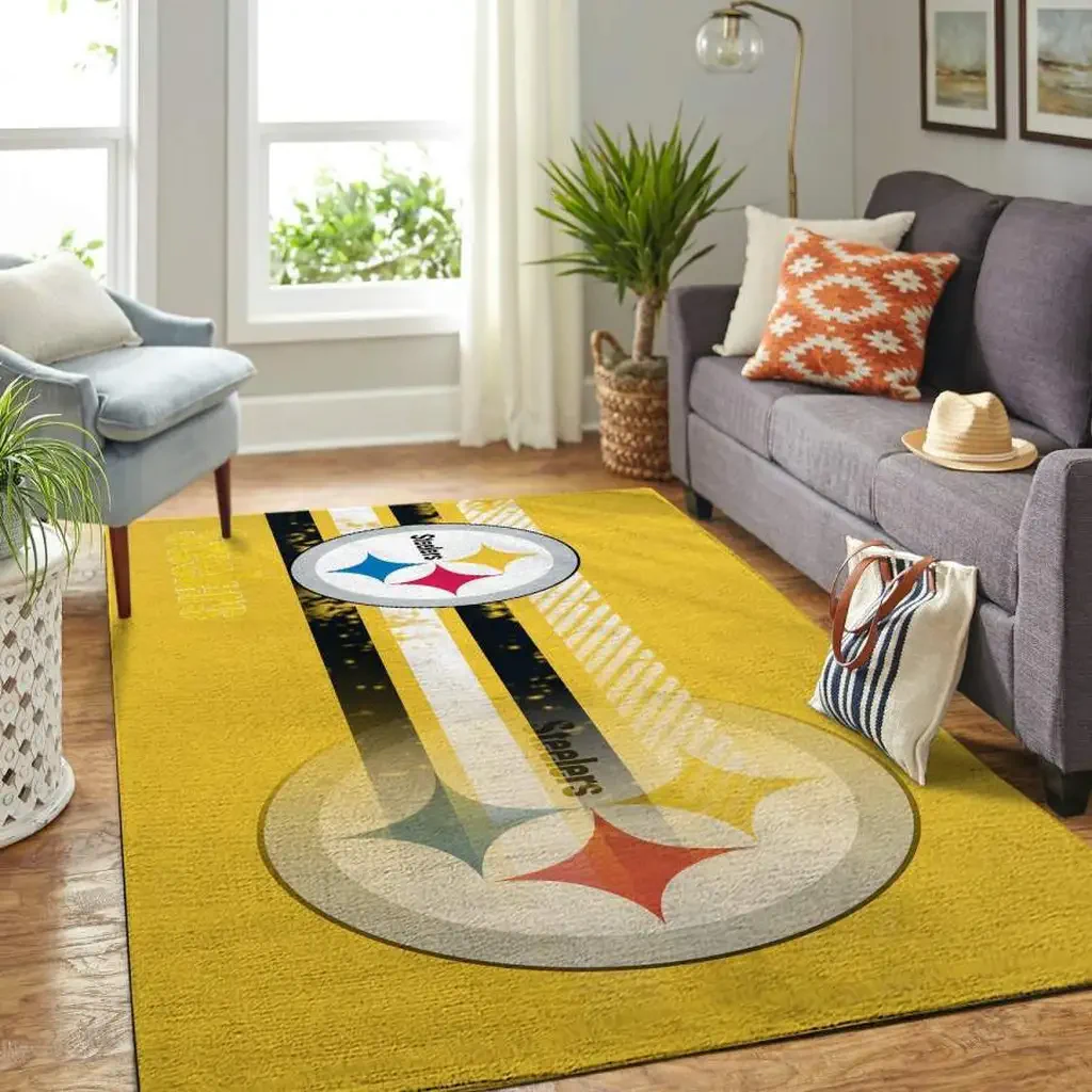 Pittsburgh Steelers Rug – Area for Living Room Black and Orange