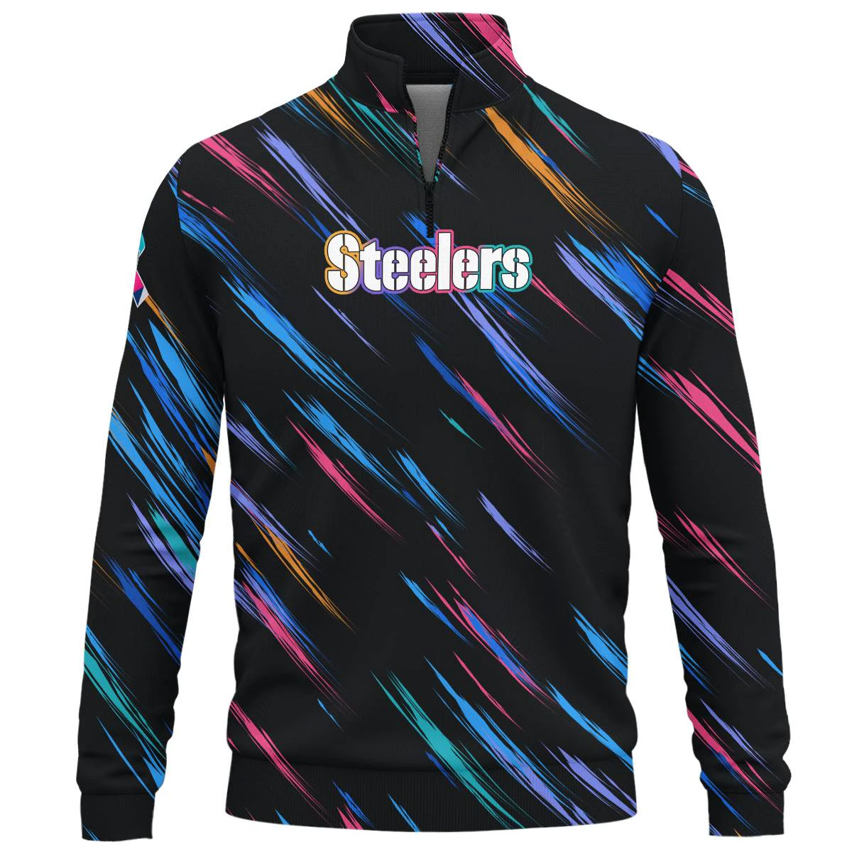 Pittsburgh Steelers Crucial Catch Quarter Zip Sweatshirt, Men's Black Gold Quarter Zip Sweatshirt