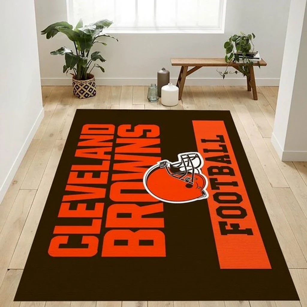 Cleveland Browns Rug – Football Perfect for Fans Orange and Brown