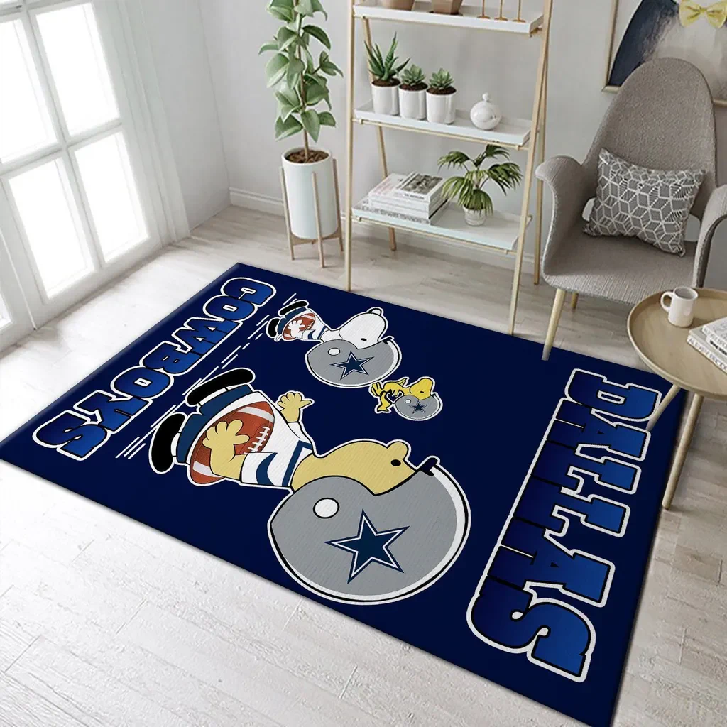 Dallas Cowboys Rug – Snoopy Kids Area Football Room Decor Blue and Gray