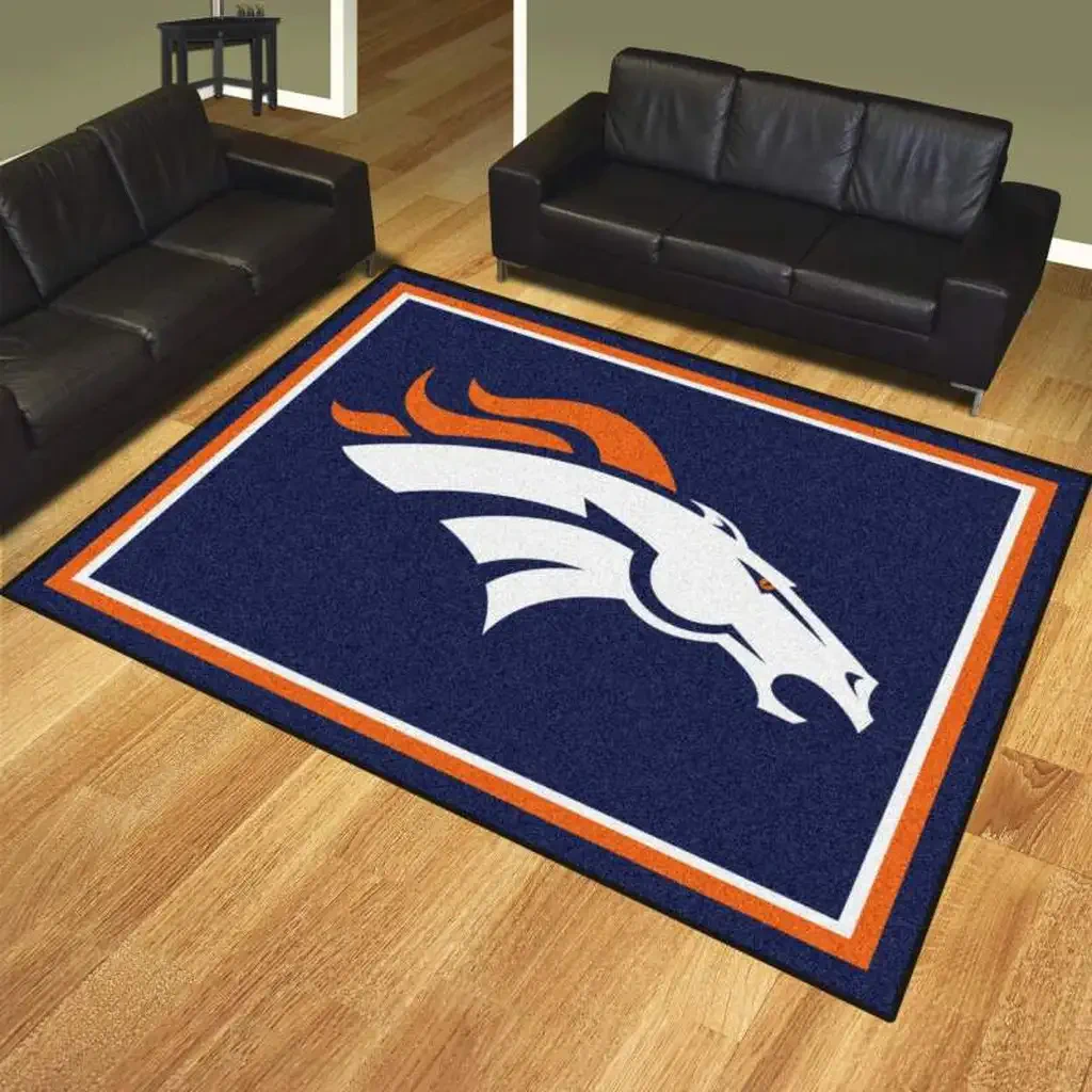 Sports Logo Rug Perfect for Living Room Game Room Blue and Orange