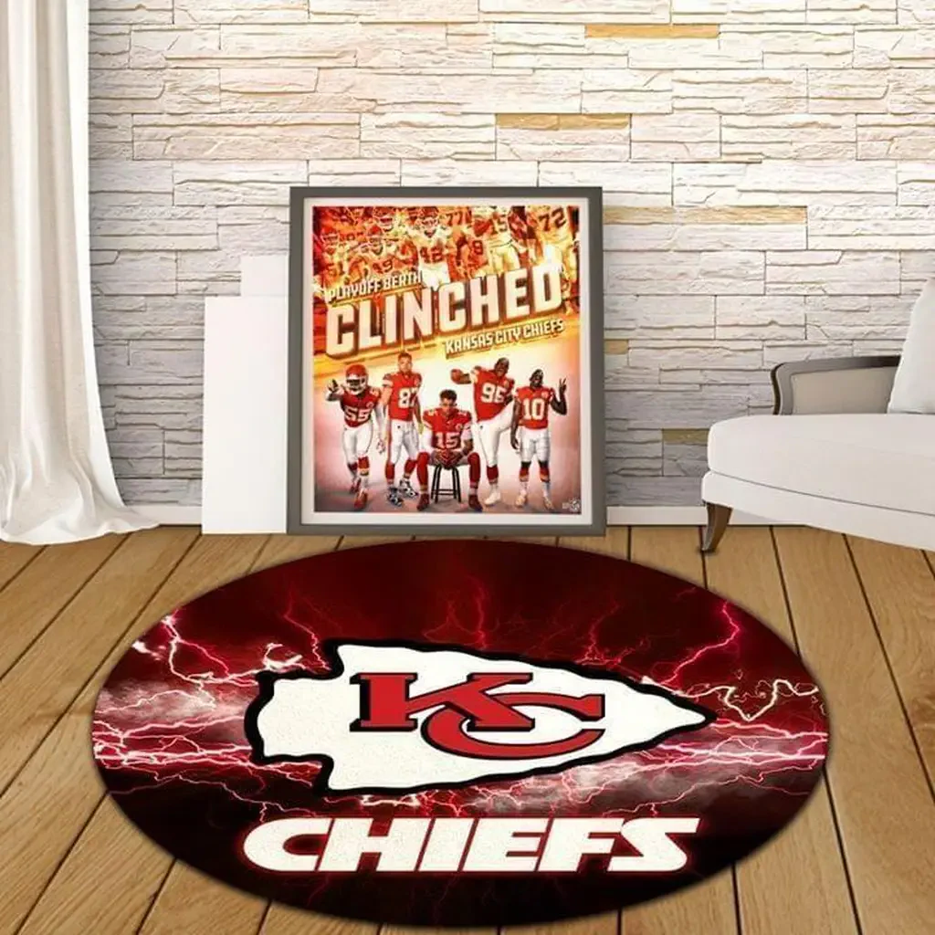 Kansas City Chiefs Rug – Round Area Perfect for Fans Red and White