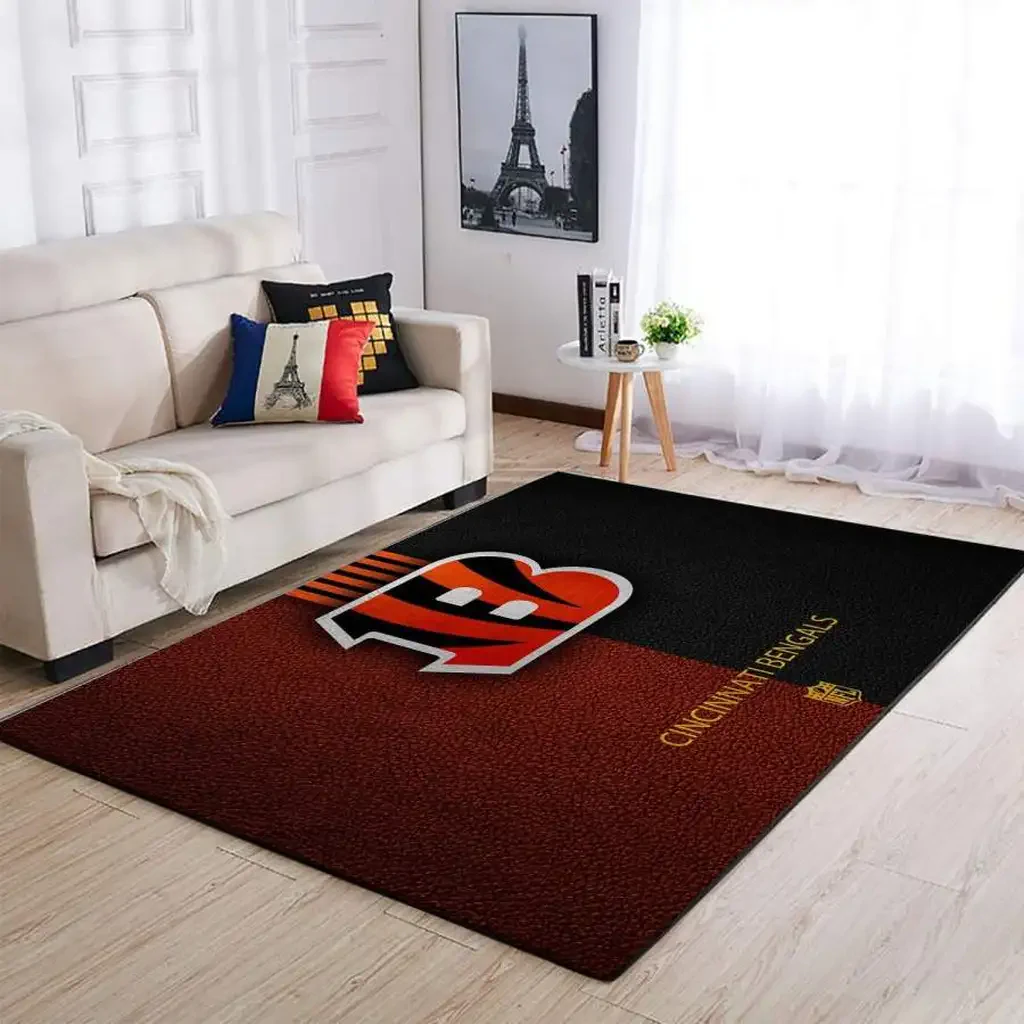Cincinnati Bengals Rug – for Living Room Decor Black and Orange