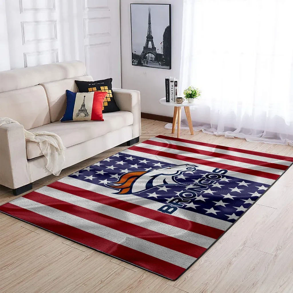 Denver Broncos Rug – American Flag Area for Fans Red and White