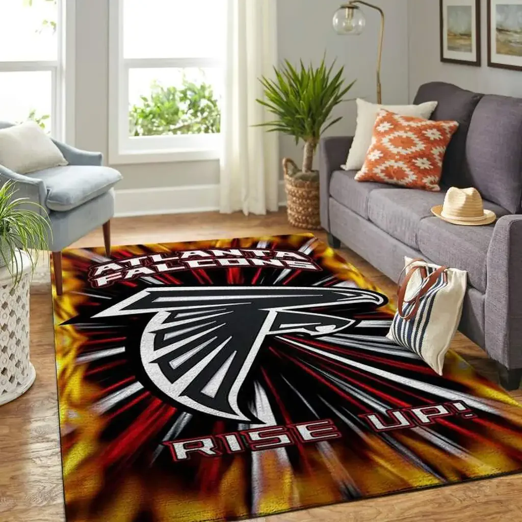 Atlanta Falcons Rug – Area Rise Up Football Fan Carpet Black and Red