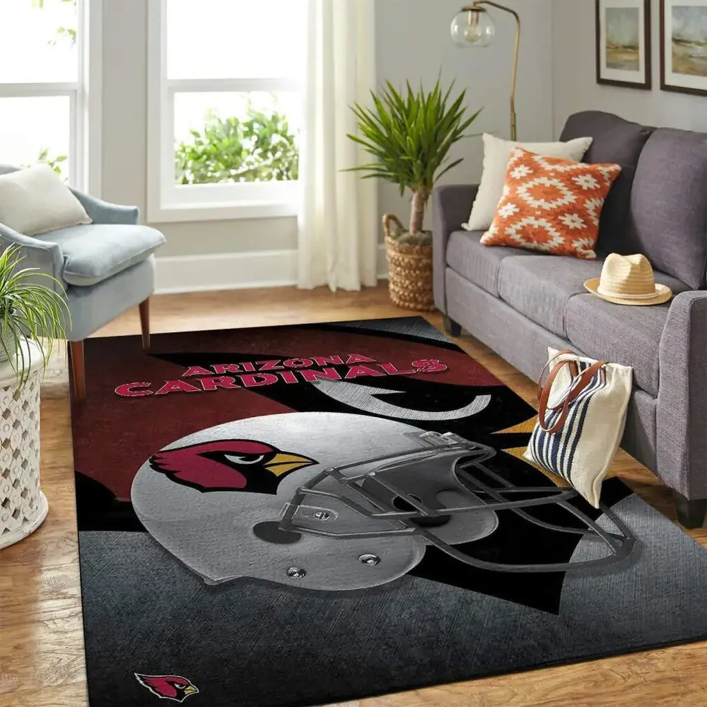 Arizona Cardinals Rug – Football Helmet Area for Fans Black and Gray