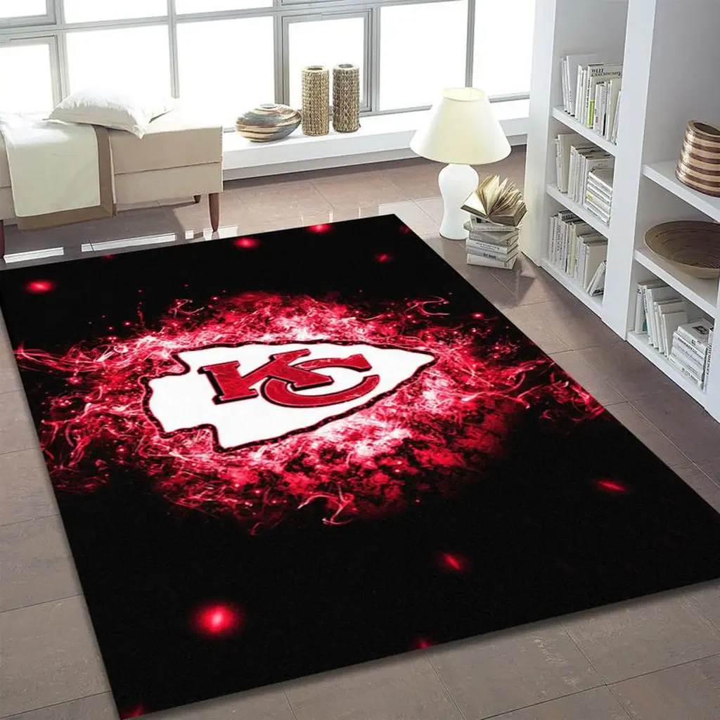 Kansas City Chiefs Rug – Area Perfect for Living Room Decor Black and Red