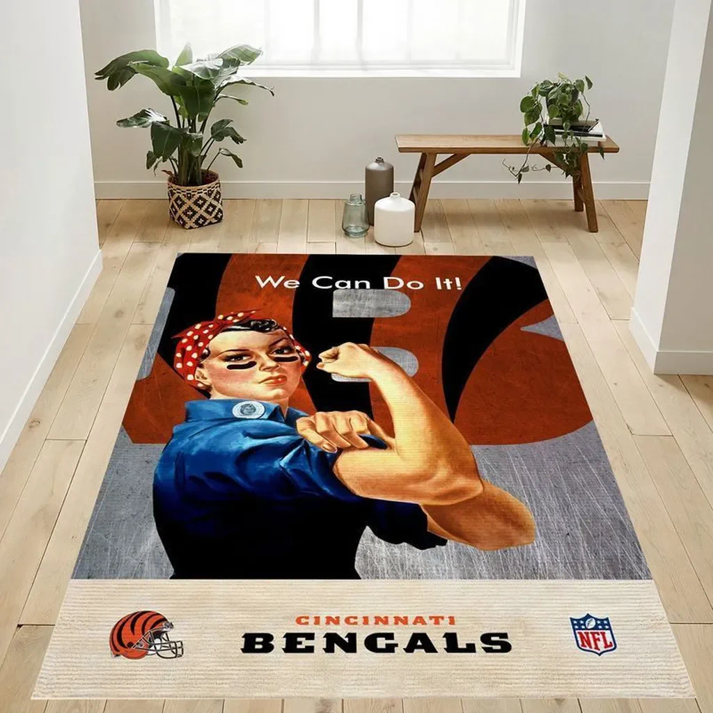 Cincinnati Bengals Rug – Inspirational We Can Do It Design Beige and Blue