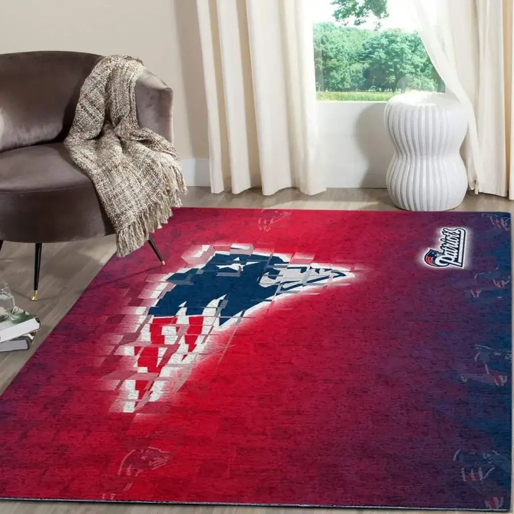 New England Patriots Rug – Logo Area for Fans Blue and Red