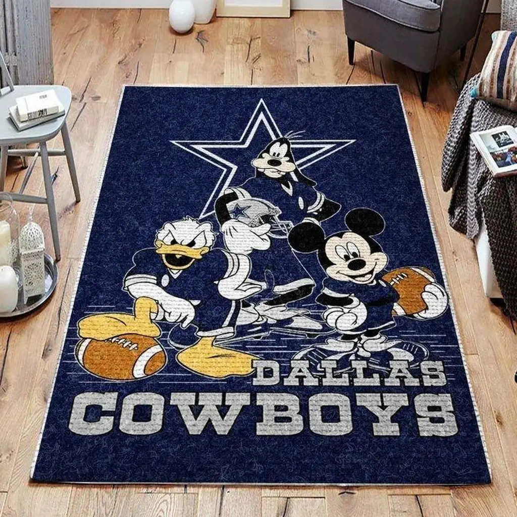 Dallas Cowboys Rug – Cartoon Character Area for Kids Room Blue and Yellow