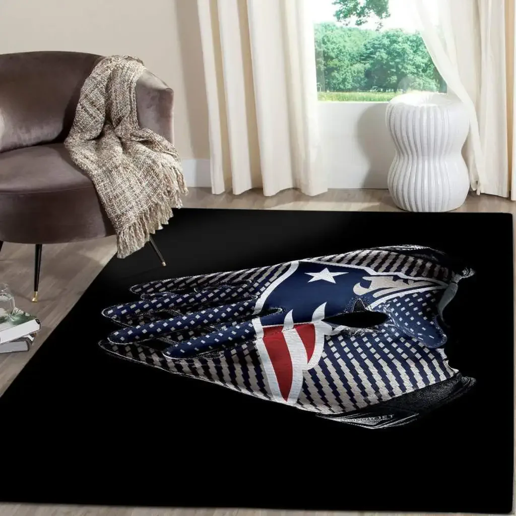 New England Patriots Rug – for Living Room Decor Black and Blue