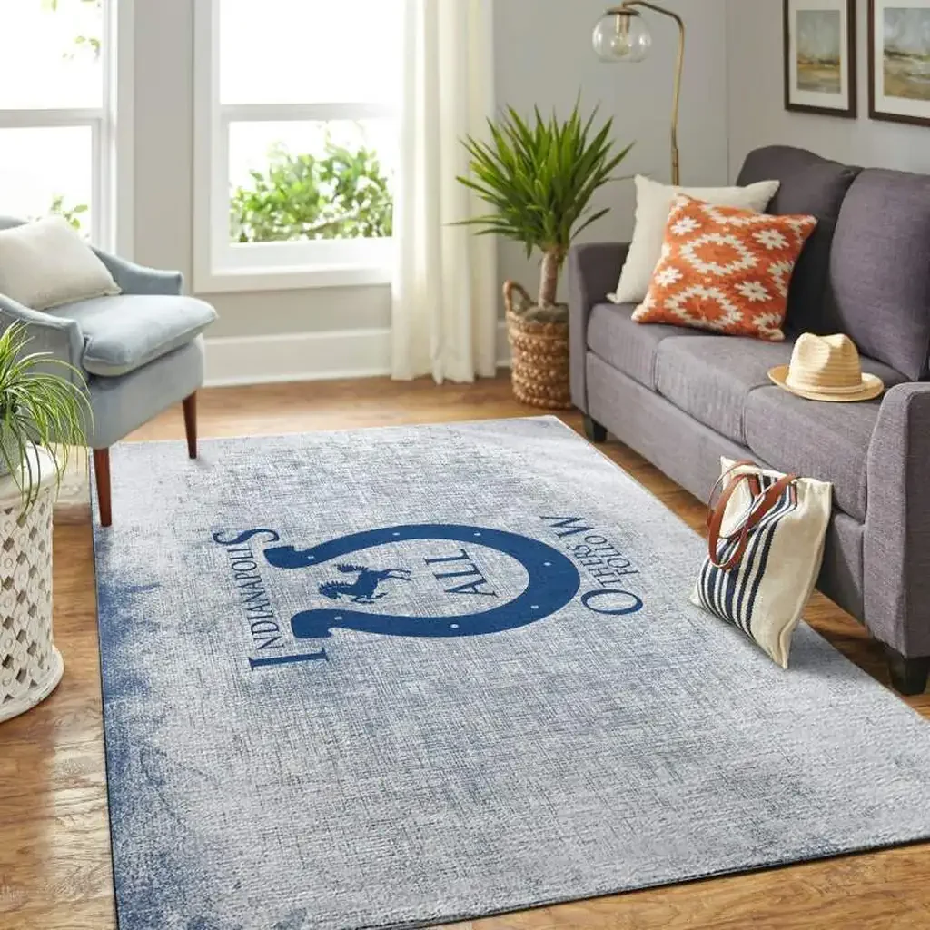 Indianapolis Colts Rug – Area for Living Room Decor Black and Blue
