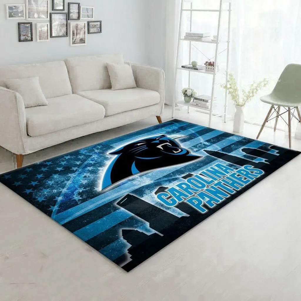 Panthers Logo Floor Decor for Home and Office Black and Blue