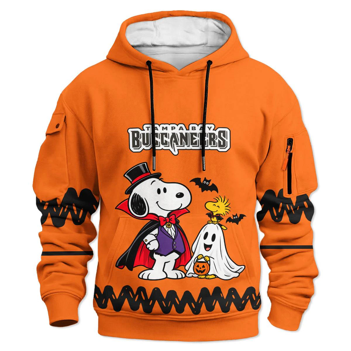 Tampa Bay Buccaneers Peanuts Halloween Cargo Hoodie, Men's Red Pewter Pullover Hoodie, Snoopy Football Fan Gift
