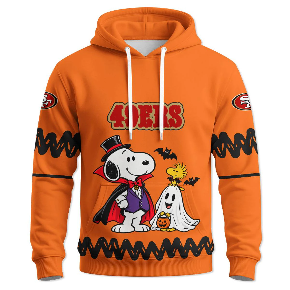 San Francisco 49ers Peanuts Halloween Hoodie, Men's Red Gold Pullover Hoodie, Snoopy Football Fan Gift