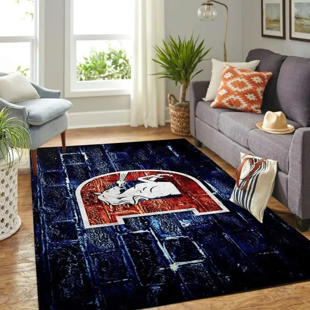 Denver Broncos Rug – Area for Living Room Decor Blue and Red