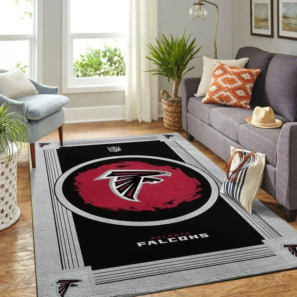 Falcons Football Floor Mat for Team Fans and Players Black and Red