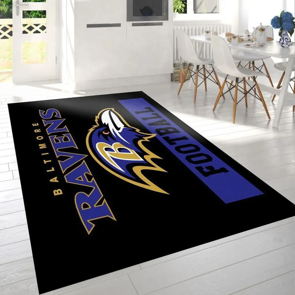 Baltimore Ravens Rug – Football Team Room Decor Black and Purple