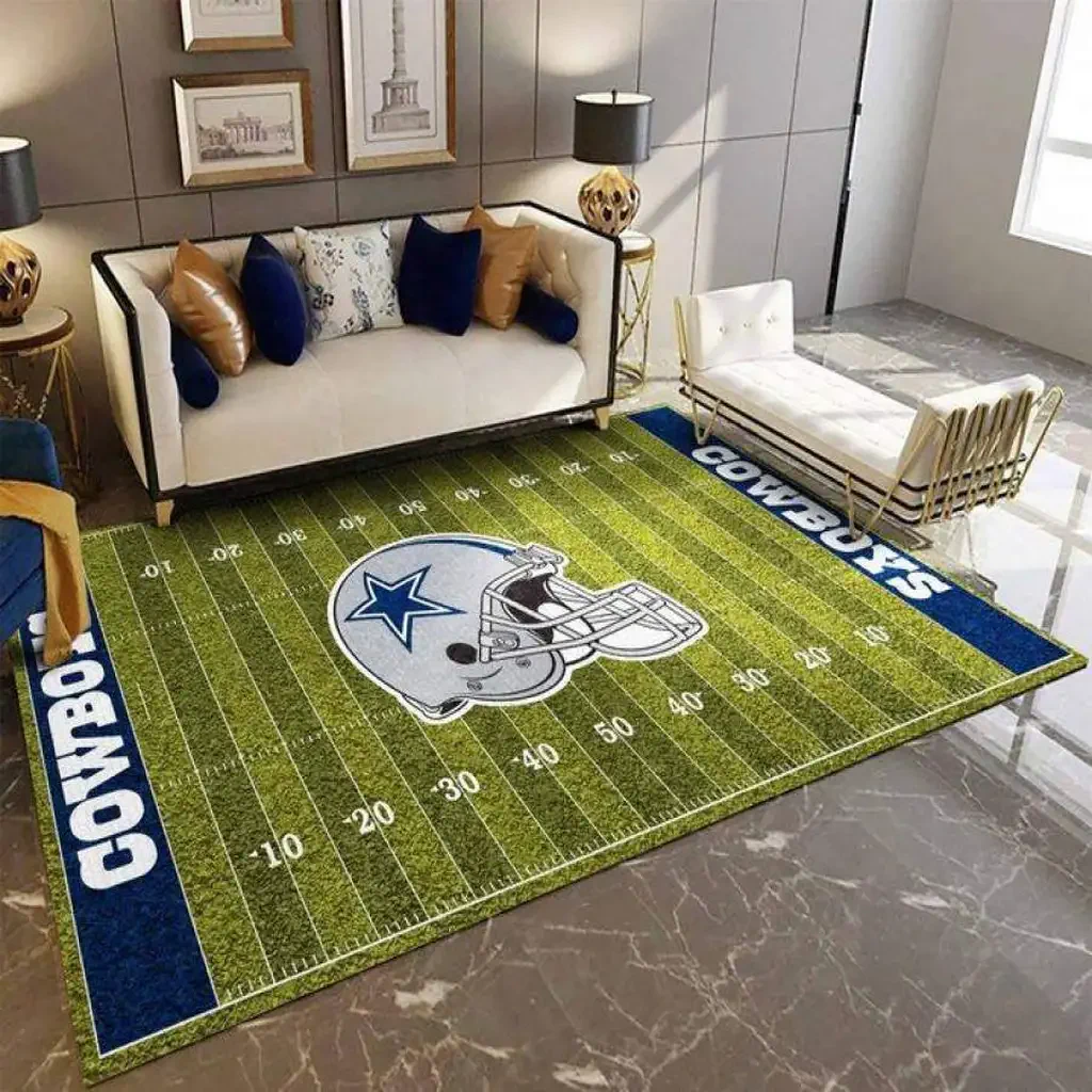 Dallas Cowboys Rug – Football Field for Living Room Decor Blue and Green