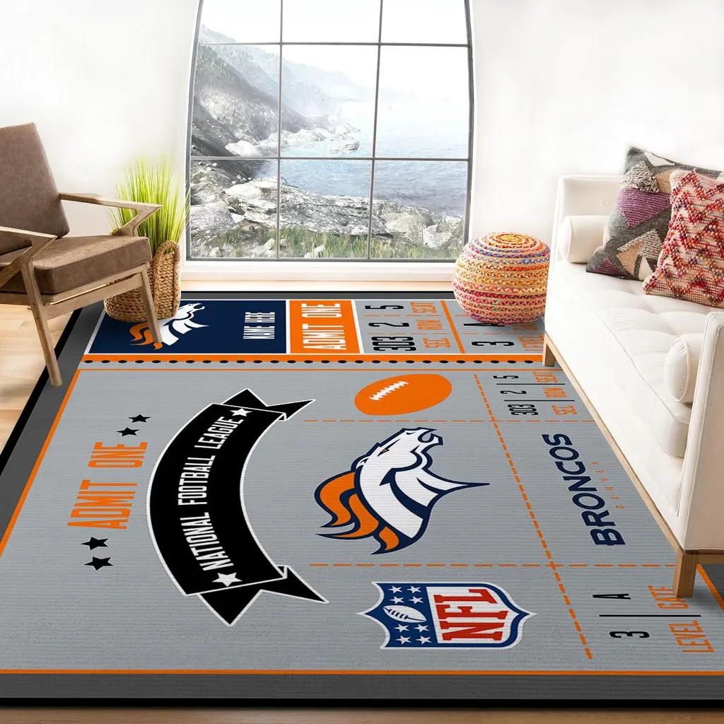 Denver Broncos Rug – NFL Ticket Style Area Carpet Orange and Gray