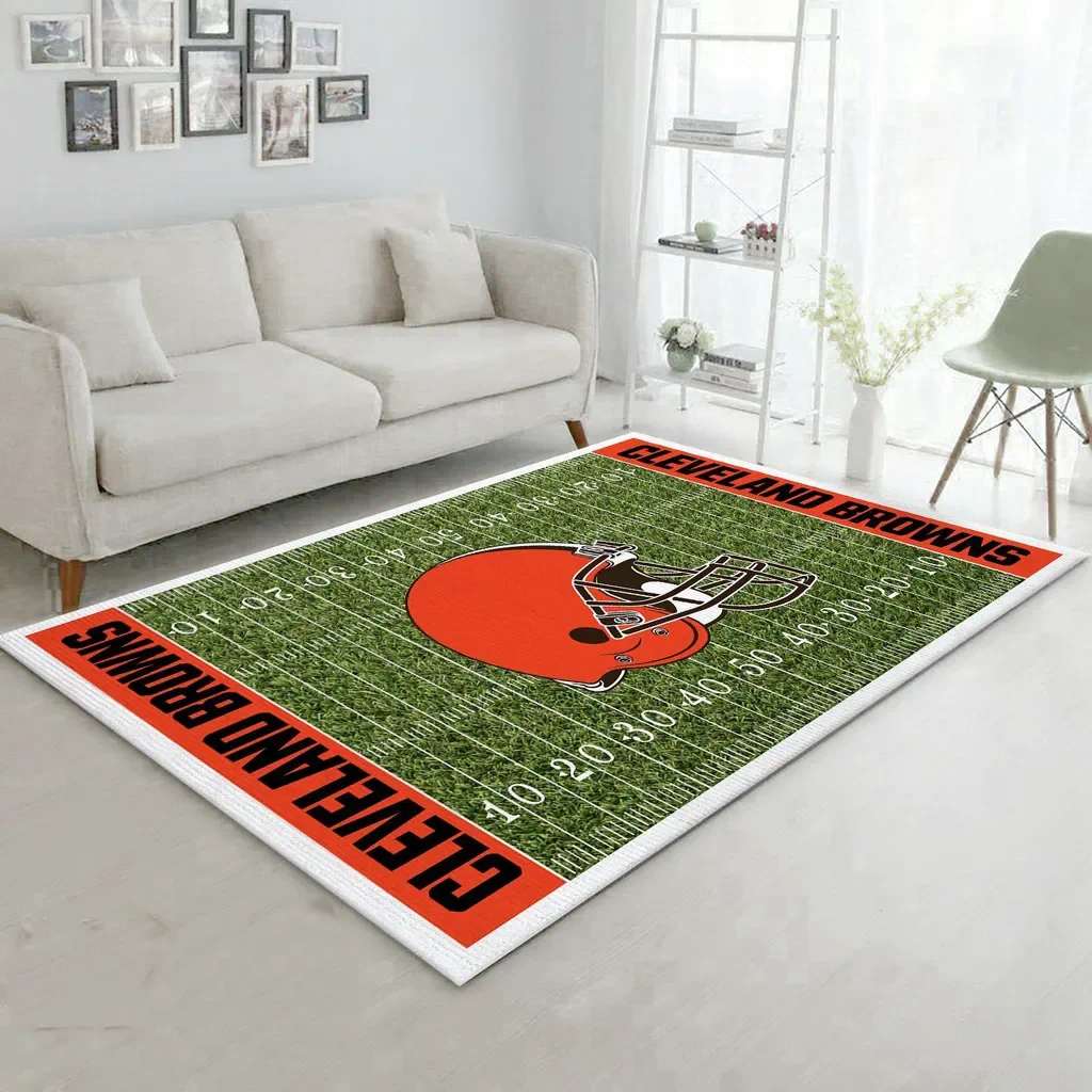 Cleveland Browns Rug – Football Field for Fans Green and Orange