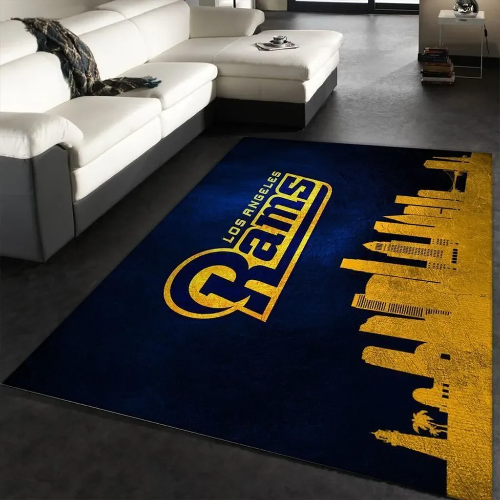 Los Angeles Rams Rug – NFL Team Logo Floor Mat Blue and Yellow
