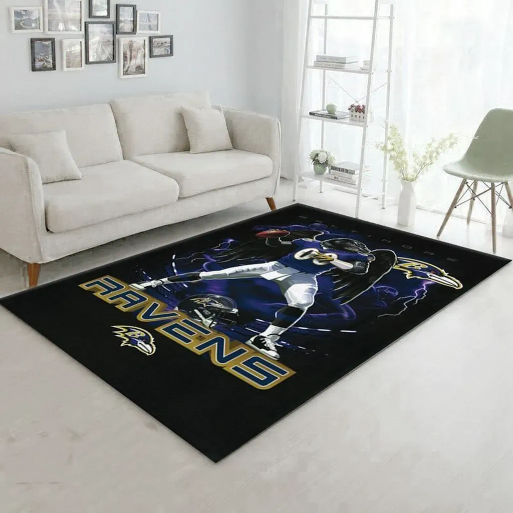 Baltimore Ravens Rug – Football Player Area for Fans Black and Purple