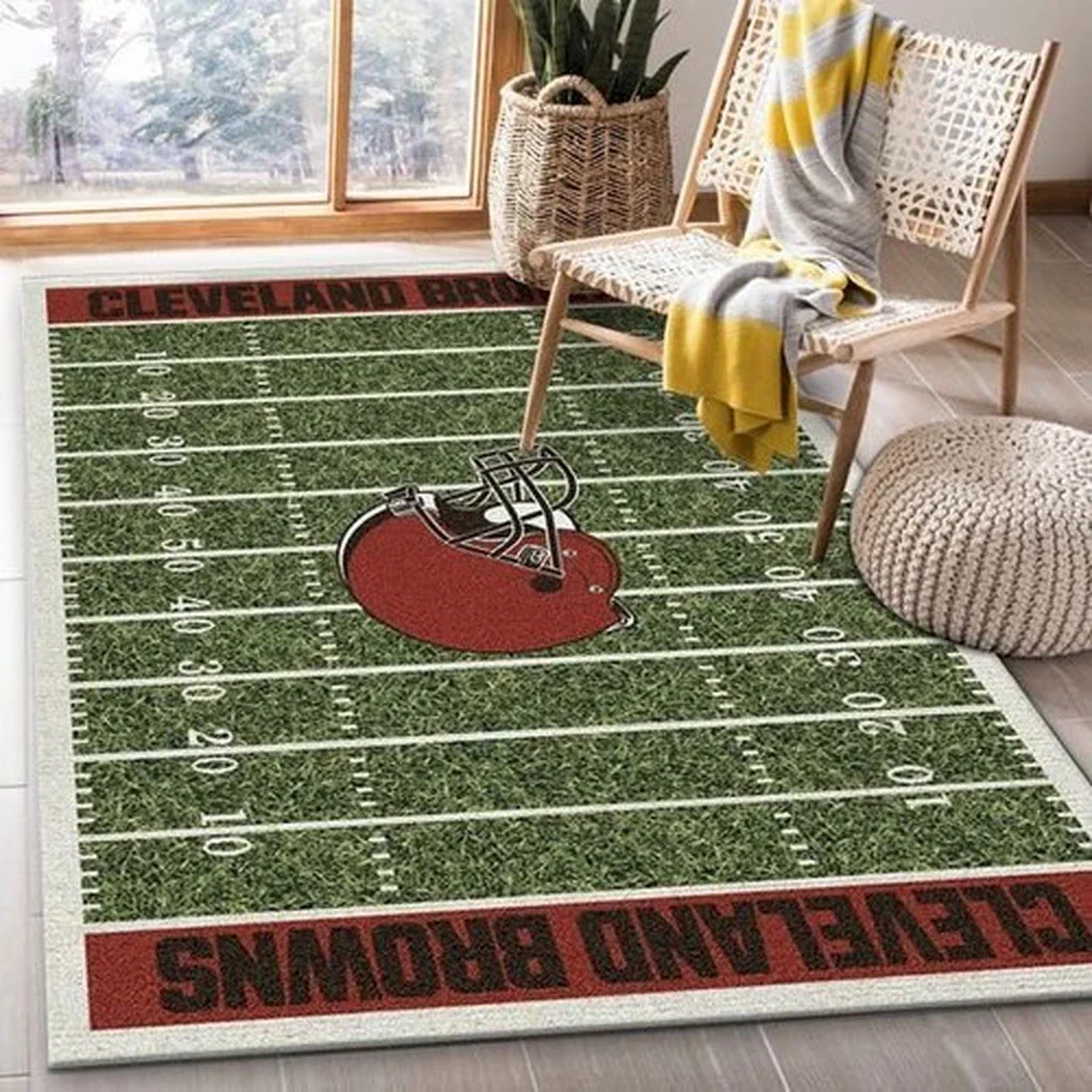Cleveland Browns Rug – Football Field Durable Design Green and Brown