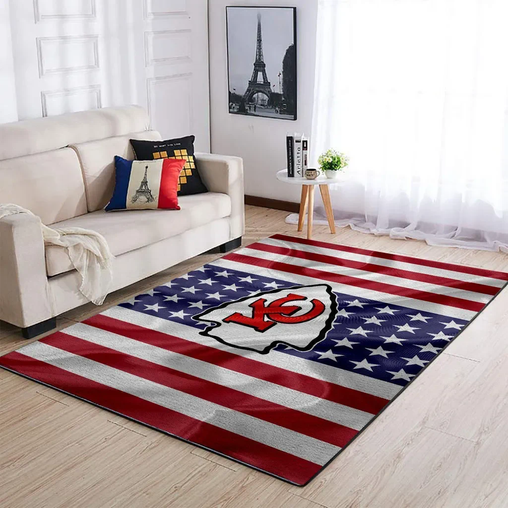 Kansas City Chiefs Rug – American Flag Stars Stripes Red and White