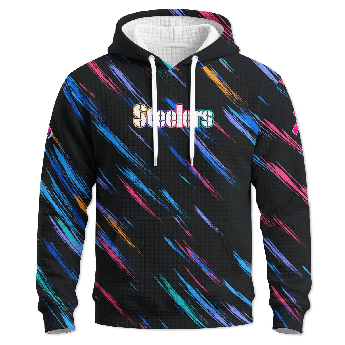 Pittsburgh Steelers Crucial Catch Hoodie Quilted Waffle, Men's Black Gold Quilted Waffle Hoodie