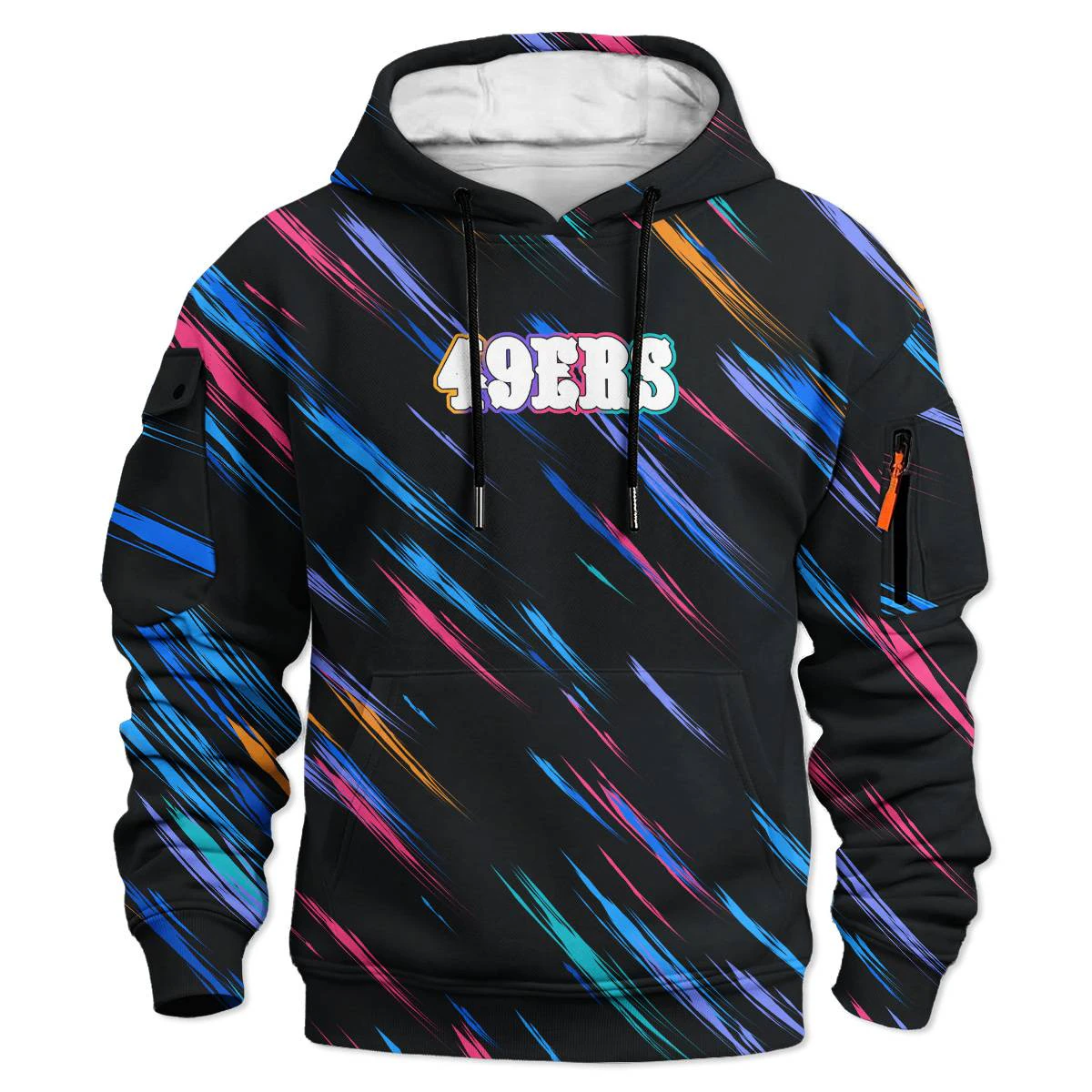 San Francisco 49ers Crucial Catch Cargo Hoodie, Men's Red Gold Pullover Hoodie