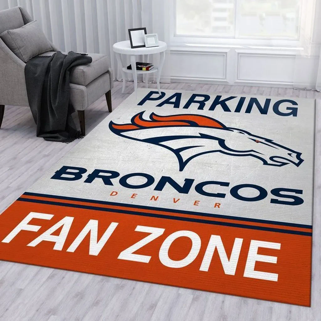 Denver Broncos Rug – Fan Zone Area for Home Decor Orange and White