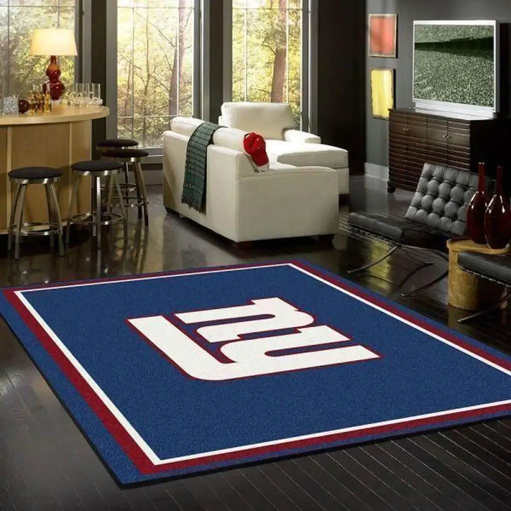 New York Giants Rug – Logo for Living Room Decor Blue and White
